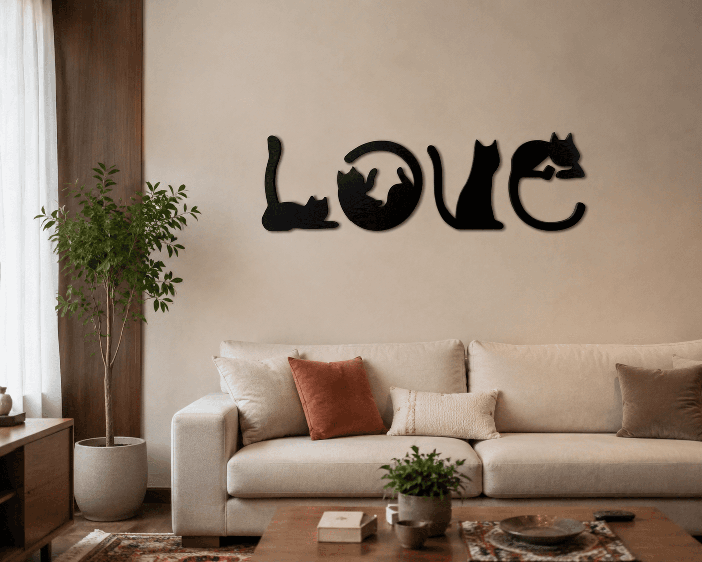 تابلو کلمه عشق با طرح گربه روی مخمل
